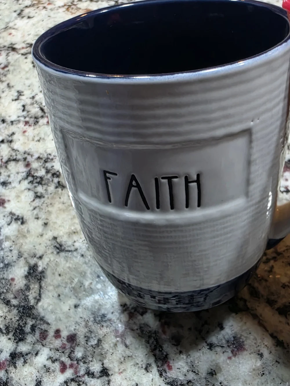 FAITH Ceramic Mug - Gray and Navy